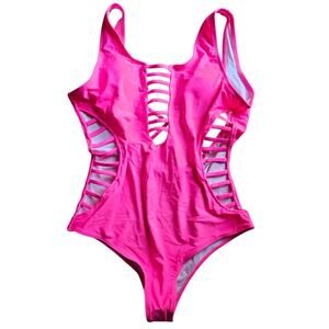 Brand  New Bewicked Pink Cut Out Swimsuit Size Medium
